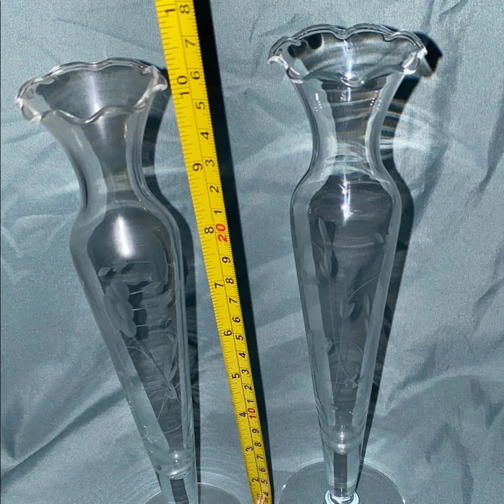 BX48 Vintage Heritage Princess House Elegant Glass Vases - Set of 2
